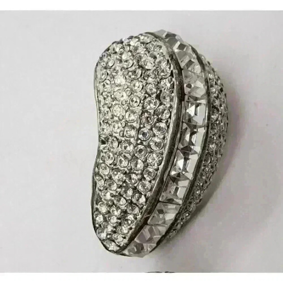 Vintage Earrings Art Deco Chunky Rhinestone Clip Statement Barbie Wedding 70s - Picture 7 of 10